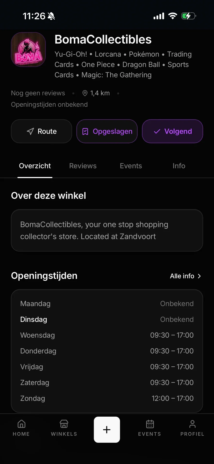 PLQCE. winkelprofiel met de knop Volgend