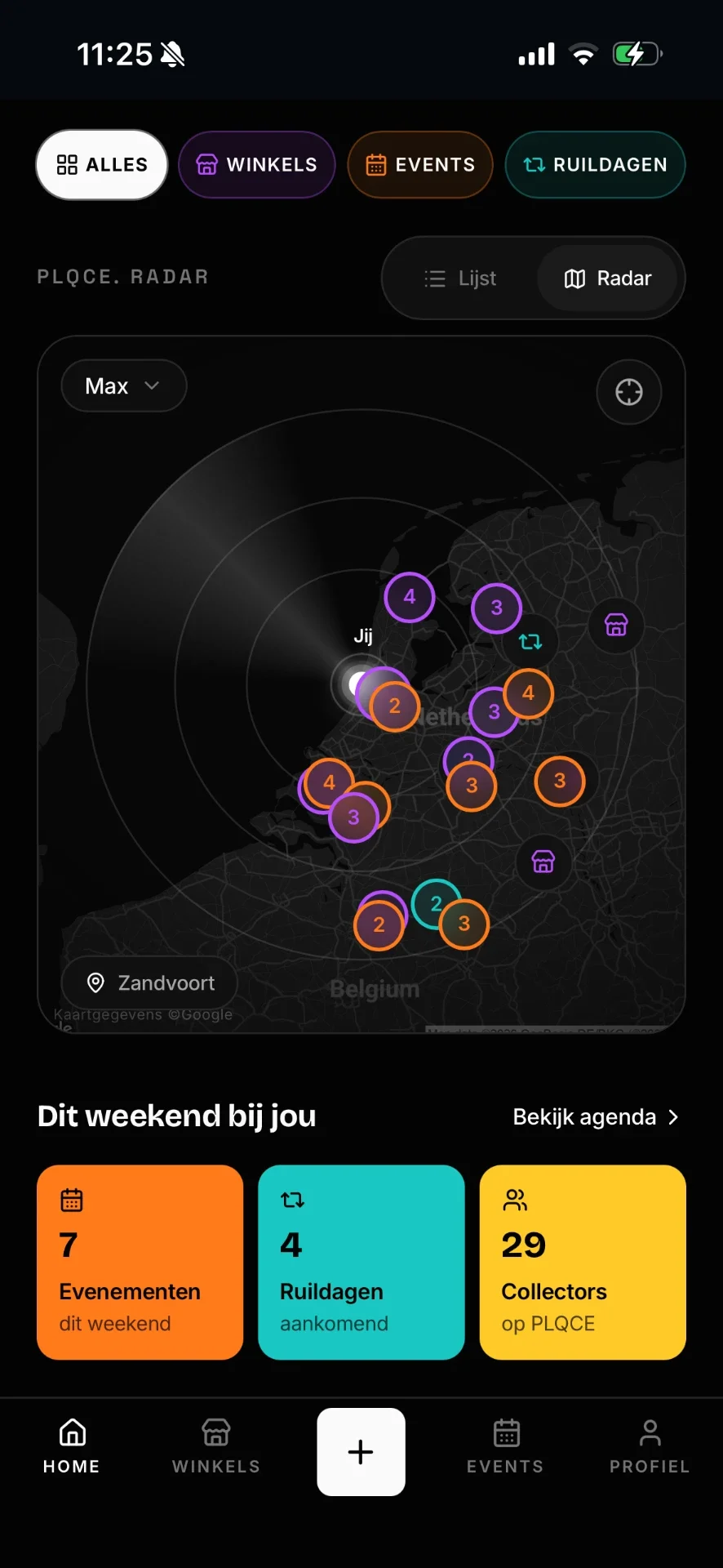 PLQCE. Radar met winkels, events en ruildagen op de kaart